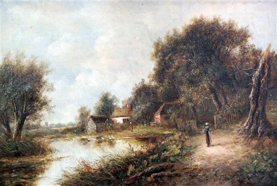 Joseph Thors (c.1835-1920) Figures in a rustic landscape 15.5 x 23.5in.